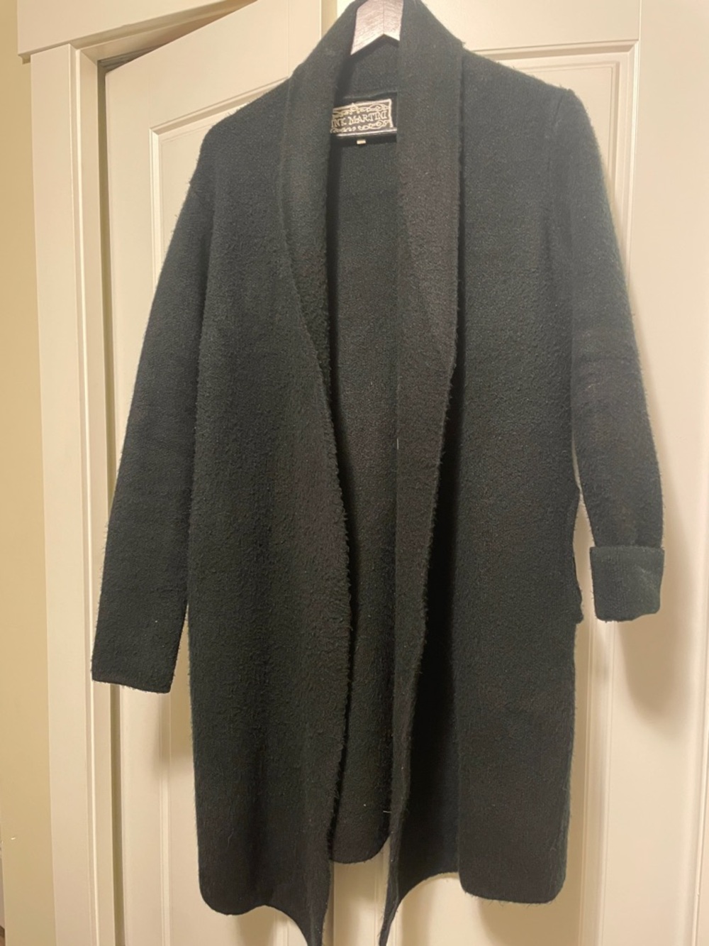 Pink Martini Black Open-Front Long Cardigan